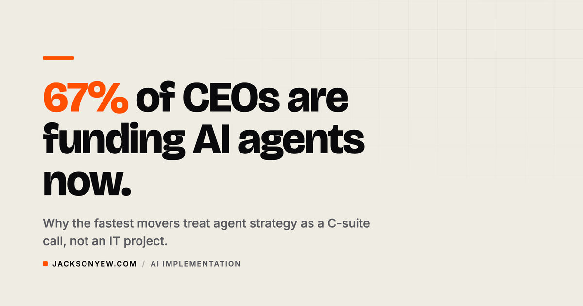67% of CEOs say AI agents are critical to compete. Here is what they are actually doing about it.