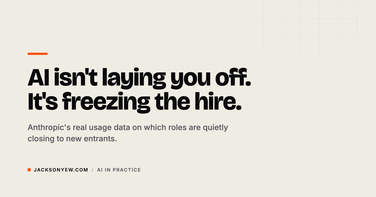 Anthropic Just Published the Data on Which Jobs AI Is Actually Eating. Here's What It Means for You.