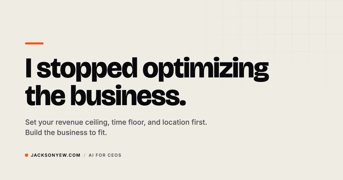 I Stopped Optimizing My Business and Started Designing My Life. Here Is the Difference.